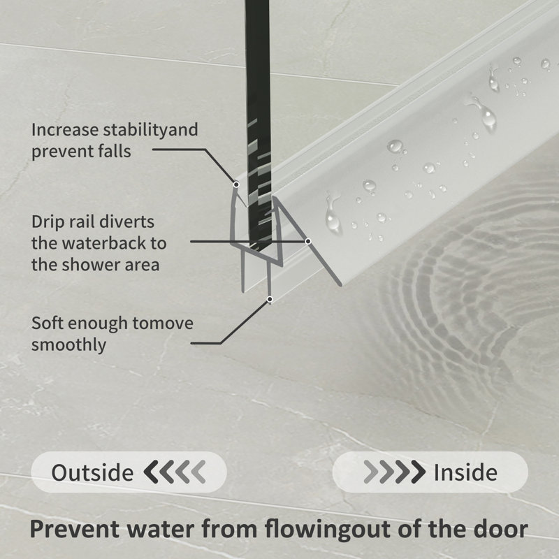 Foskbaths Frameless Glass Shower Door Sweep | Wayfair